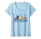 Photo Gallery donna australia - beach retro 70s 80s island sailing boat sunset maglietta con collo a v Photo Gallery donna australia - beach retro 70s 80s island sailing boat sunset maglietta con collo a v
