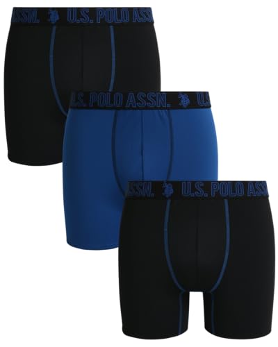 U.S. Polo Assn. Mens Boxer Briefs - 3 Pack Moisture Wicking Performance Mens Underwear Boxers with Contour Pouch (S-2XL)