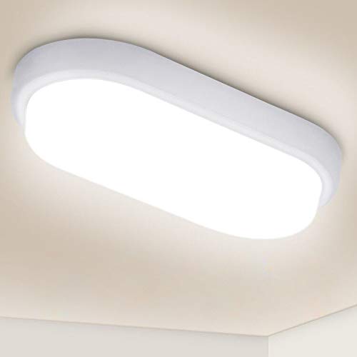 Preisvergleich Produktbild Oeegoo 12W LED Deckenleuchte Bad, IP54 Wasserfest Feuchtraumleuchte 960lm led Badezimmerlampe, Flimmerfreie Deckenlampe Wandleuchte für Keller, Diele, Flur, Balkon, Werkstatt, 4000K