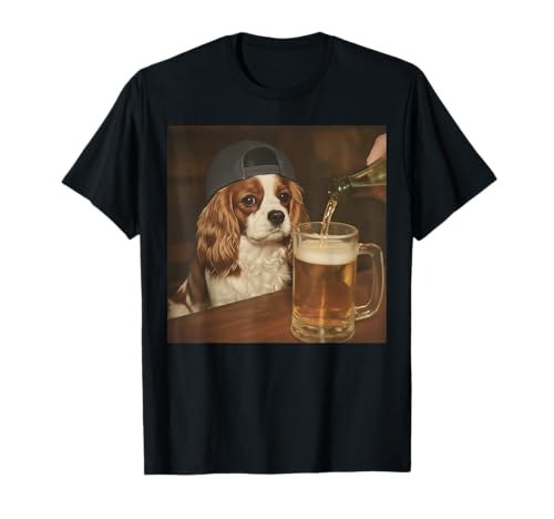 Cavalier King Charles Drinking Beer Funny Dog Meme T-Shirt