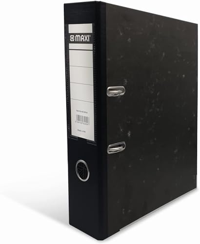 MAXI BF403 Lever Arch File F/S Broad Black 75mm wide spine holds up to 500 A4 sheets (80 gsm) with replaceable labels for easy Identification of contents BLACK