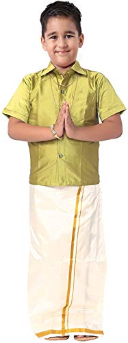 SJS King Boy's Shirt/Dhoti Regular Fit (Pista Green, 10-11 Years) - Image 4 thumbnail