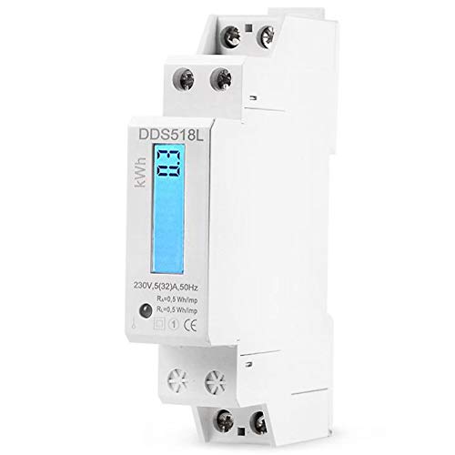 TOOGOO Vatímetro Retroiluminado Lcd Monofásico Medidor de Energía de Vatios Consumo de Energíakwh Ca 5-32A 230V 50Hz 110V 60Hz Montaje En Riel Din Eléctrico