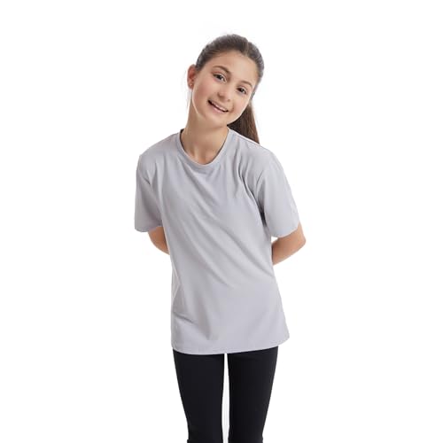 5 Packs Girls Athletic Shirts Short Sleeve Active T-Shirts Dry Fit, Sports Workout Shirts for Kids Teens3