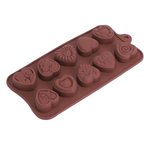 Molde de 10 estilos para tableta de chocolate, molde de chocolate, forma de corazón, no pegajoso, molde de silicona, tableta de chocolate, barras energéticas Pralines para día de la madre, día de San
