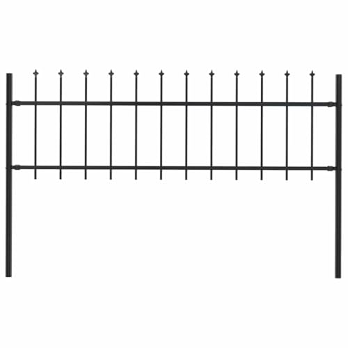 vidaXL Valla de Jardín con Puntas de Lanza Acero Cercado Metal Paneles de Valla Barrera Perimetral Segura Ocultación Decorativa Estable Negro 1,8m