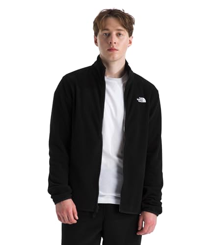 THE NORTH FACE Men's Glacier Fleece Jacket | Cold Weather Top with Zippered Hand Pockets & Stretch Binding on the Collar, Cuffs & Hem, TNF Black, Large