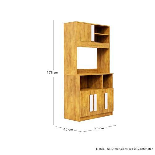 Image of Bniture Multipurpose Kitchen Cabinet | Engineered Wood Crockery Cabinet Modern with 4 Doors and Open Shelves | Crockery Unit for Dining Area | Kitchen Crockery Cabinet for Home | Giant Wood