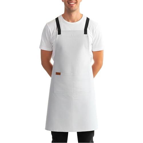 Image of Work Apron - Stylish Cotton Apron with Rip Stop Weave, Waterproof & Breathable Membrane, Durable Tear Resistant, Chef, Kitchen, BBQ, Workshop & Gardening Apron-Forest Green