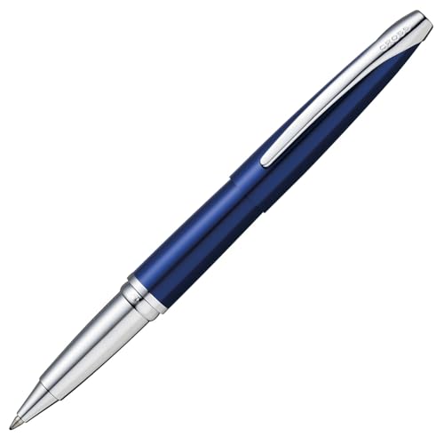 Image of Cross ATX Luxury Translucent Blue Lacquer Rollerball Pen with Modern Metal Finish - Medium Point, Smooth Writing, Presented in Premium Gift Box