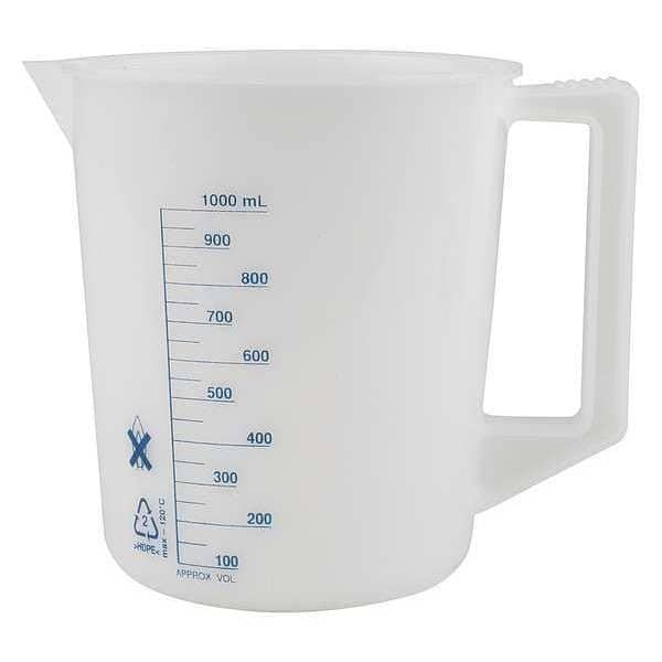 Beaker, Handle, 1000mL, 32 Oz, Polyethylene (Formerly Lab Safety Supply), Mfr: 6FAF9-A
