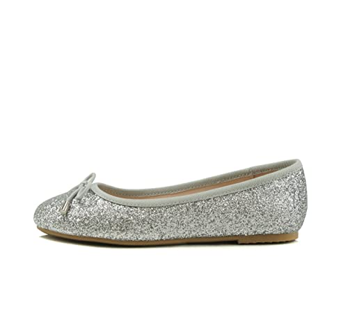 Soda Toast-2 Kids/Children/Girls Fashion Classic Sparkly Glitter Mary Jane Flat Rounded Ballet Shoes