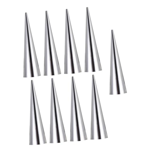 OKUMEYR Large Cone Baking Molds 9pcs Stainless Steel Bread Baking Molds Conical Shaped Croissant Moulds for Bread Making