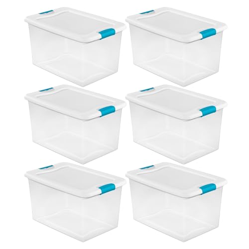 For Sterilite 64 Qt Clear Plastic Stackable Storage Bin w/White...