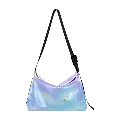 Bolso cruzado para mujer, bolsos de belleza para mujer, bolso cruzado grande, vector, patrón brillante, constelaciones doradas, Varios colores, 1 size