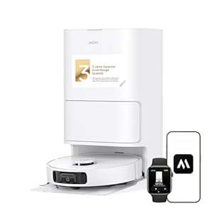 Mova E30 Ultra Roboterstaubsauger und -wischer mit automatischer Entleerung und Selbstreinigung des Wischers, 7.000Pa Saugleistung, 10,5 mm Wischeranhebung, Ultraschall-Teppicherkennung