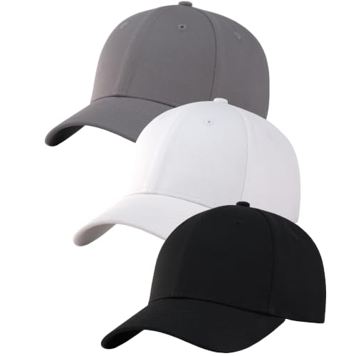 Image of 3 Pack Plain Cotton Strapback Baseball Hat Adjustable Low Profile Blank Team Ball Caps for Men Women
