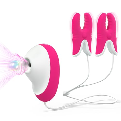 Nipple Clamps & Clitoral Suction Vibrator for Women Vibrating Nipple Toys Adjustable 10 Modes Adult Sex Toy Sucking Vibrators Quiet Rechargeable Waterproof Personal Massager for Solo & Couples BDSM