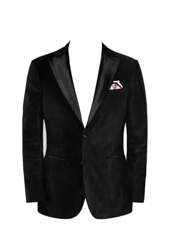 Men's Velvet Blazer Slim Fit Tuxedo Suits Jacket Collar Solid Color for Wedding Dinner Prom3