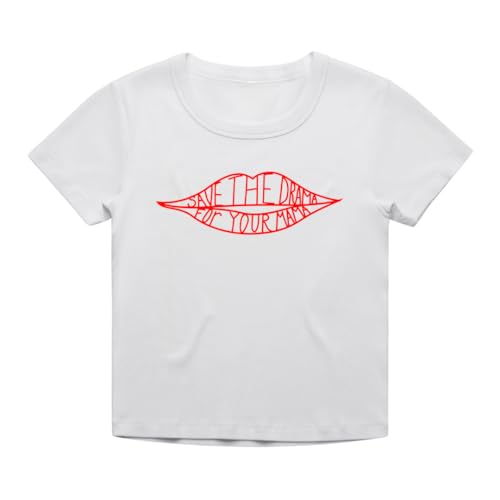 Save The Drama for Your Mama - Cropped Baby Tee - Rachel Inspired - Cropped Fit Y2K Style - Handmade Screen Printed T-Shirt - UK Made (S) White