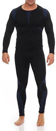 Good Deal Market - Conjunto térmico - para hombre 1x Set Langarm schwarz/blau S / M