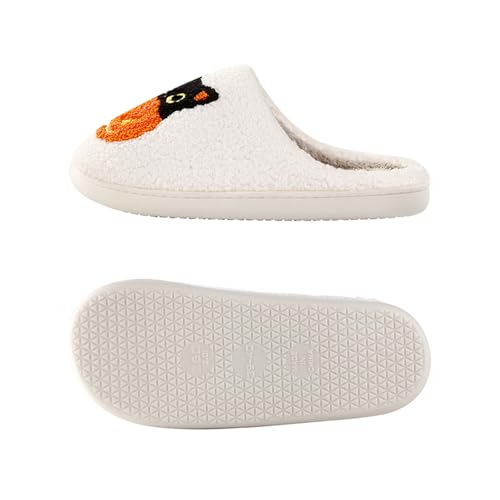 Pumpkin Halloween Slippers for Women Men Memory Foam Cozy Plush Slippers Couple Indoor Hous Slippers4