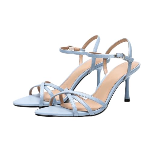 Women'S Cross strappy Pointed Open-Toe Stiletto Sandals Fashion Adjustable Ankle Strap High Heel Dress Sandals For Daily Work Shopping Reunion Party