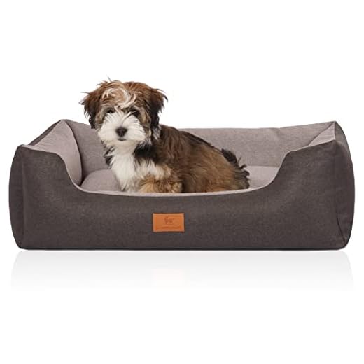 Knuffelwuff 14096-001 Hundebett Hundekörbchen Hundesofa Hundekissen Hundekorb Bezug Waschbar Luke M-L Schwarz-Grau