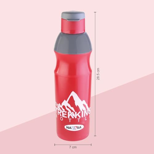 Image of Nayasa Trekking 700ml Water Bottle | BPA-Free Insulated Plastic Inner | Leak-Proof Twist Cap | For Office, School, Gym, Travel, and Outdoor Use | Red