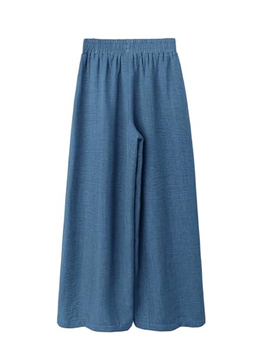 SOLY HUX Women's Linen Pants Elastic High Waisted Wide Leg Flowy Palazzo Casual Trousers