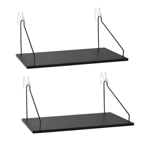 onsogi Fabric Wall Cubicle Shelf with Hooks for Work Decor, 11.8 Wooden Cubicle Organizer Storage Shelf with Hangers Cubicle Accessories for Women Men Desk, 2 Pack Black