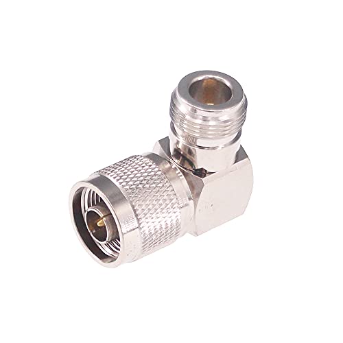 Adaptador coaxial RF ángulo 90° N macho a N hembra x2 miniatura 4