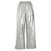 Women's Wide Leg Faux Leather Pants High Elastic Waisted Fashion Rivets Baggy Night Clubwear Trousers with Pockets Silver