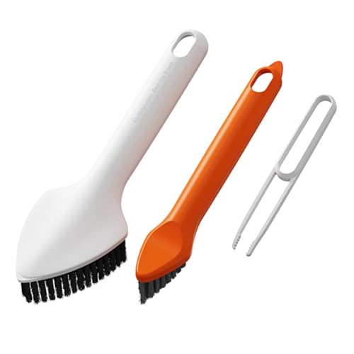 Ohulelks Cepillo de Fregar para Limpieza con Manejar, Cepillo de Limpieza Multifuncional 3 en 1 Medio Rígido, Cepillo de Limpieza para el Hogar