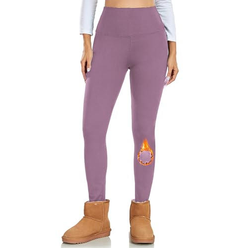 Occffy Thermal Leggings for Women Fleece Lined Winter Thick Leggings Women High Waisted Yoga Pants