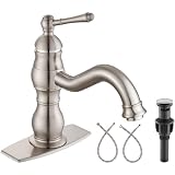 Heyalan Bathroom Sink Faucet Long-Spout Reach 7.09 Inch, Brushed Nickel