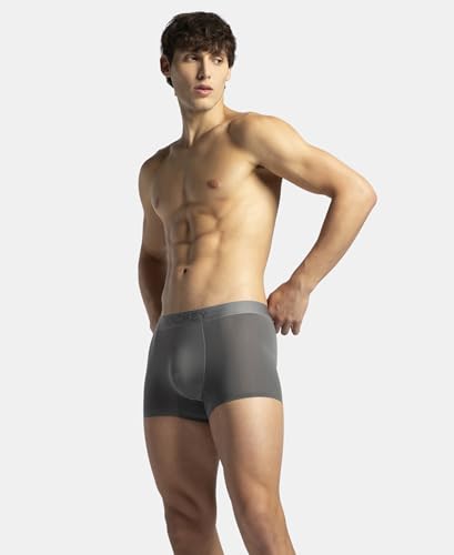 Image of Jockey IC44 Men's Tactouch Microfiber Elastane Stretch Seamfree Bonding Solid Trunk with Internal Breathable Mesh Grey XL