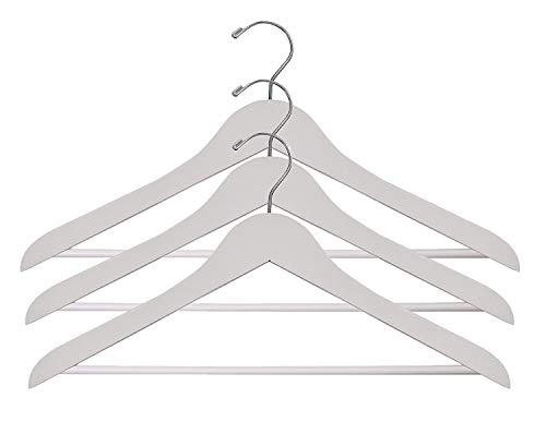 Nahanco 8017Wch20 17" Wooden Suit Hanger, Low Gloss White Finish And Bright Chrome Hardware (Pack Of 20) #TOP2