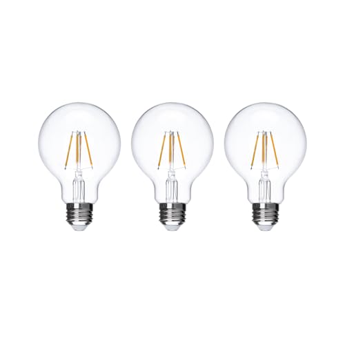 智光電気 LED エジソン電球 フィラメント G80 E26 レトロ調 ガラス製 裸電球ペンダントライ カフェ・店舗・キッチンにも最適 （4W 電球色 3000K･3個）