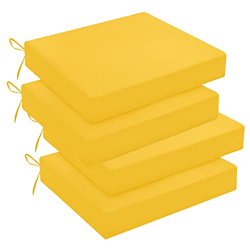Lovtex Outdoor Chair Cushions 18.5"X16"X3" Pack Of 4, Patio Cushions For Outdoor Furniture, Water Resistant Square Corner Seat Cushions, Golden Yellow #TOP1