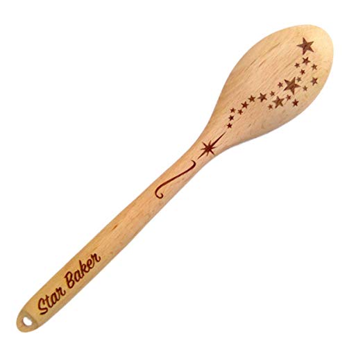 Magical Stars Personalised Wooden Spoon - Cooking or Baking Gift for Star Baker or Chef. Engrave Handle with Any Name or Message
