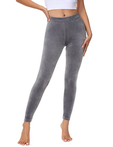 Dolcevida Women Cozy Velour Legging High Waist Buttery Soft Warm Velvet Stretch Seamless Yoga Pant (Grey, M) #TOP2
