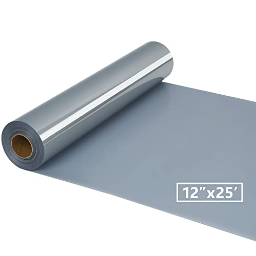 Image of HTV Iron on Vinyl 12Inch by 25ft Roll HTV Heat Transfer Vinyl for T-Shirt HTV Vinyl Rolls for All Cutter Machine - Easy to Cut & Weed for Heat Vinyl Design (Silver, 25ft)