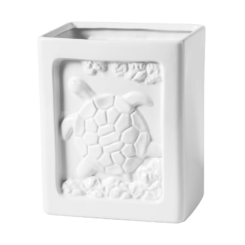 Image of Small Bathroom Trash Can - 1.85 Gallon Wastebasket Garbage Can Container Bin for Kitchens, Bathrooms, Laundry Room, Offices (Square /White)