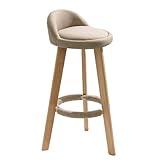 JS Space Counter Height Bar Stools Kitchen Island Stools with Wood Legs Upholstered Mid Century Modern Bar Chair for Kitchen Island, Bar, Restaurant Khaki-Cloth 60cm-Rotating