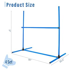 Shappy 4 Pieces Dog Agility Equipment with Adjustable Height Jump Bars Adjustable Dog Agility Jumps with Carry Bag Exercise Dog Jumping Hurdles for Indoor Outdoor Dog Agility Course Game (Blue)
