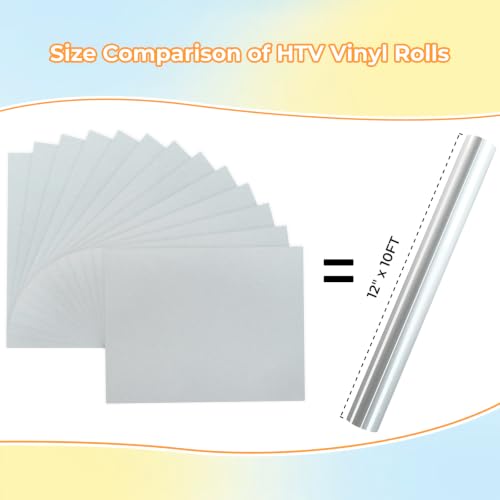 Image of Silver HTV Heat Transfer Vinyl: 13 Packs 12 inch x 10 inch Silver Iron on Vinyl | Silver Iron on Vinyl for T-Shirt, Heat Transfer Vinyl Compatible with Cricut Cutting Machine, Silhouette Cameo or Heat Press
