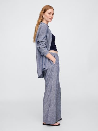 Image of Gap Womens Wide Leg Linen Pull on Pant