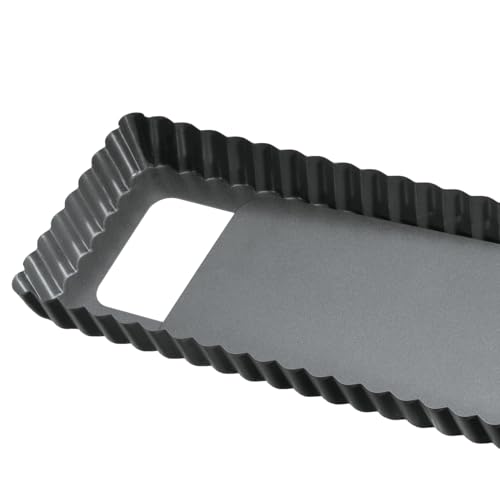 Foto von Original Kaiser La Forme Plus Tarteform rechteckig mit Hebeboden 35x13cm, Quicheform beschichtet, herausdrückbarer Emailleboden, schnittfest, servierfertig, Schwarz