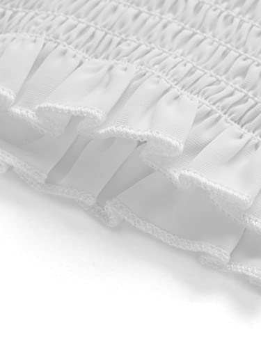 Milumia Girl's Shirred Frill Trim Blouse Square Neck Puff Short Sleeve Crop Tops4